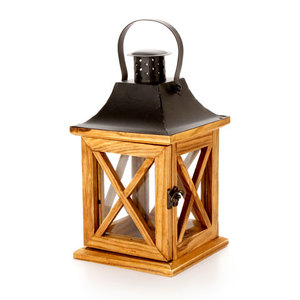 Atractivo farol decorativo para exteriores, farol de vela de madera con mango de Metal para relámpagos, decoración del hogar, Navidad - Product Image 1