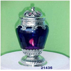 โคมไฟ Tealight ท็อปโต๊ะกระจกทองเหลืองสีเงิน - Product Image 1
