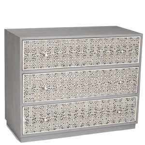 Cajón moderno con incrustaciones de hueso para sala de estar con 3 cajones para uso en el hogar, oficina y sala de estar - Product Image 1