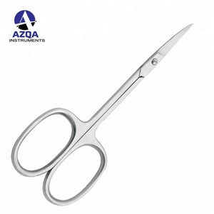 Ciseaux à cuticules de style russe faits à la main, 3,5 pouces, en acier inoxydable, lames courbées à pointe de flèche avec repose-doigts en caoutchouc - Product Image 2