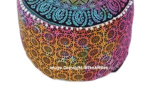 Indian Cotton <b>Round</b> Mandala Floor Pillow Small Stool Handmade Pouf and Ottoman for Living Room Furniture Home Decor - Product Image 5