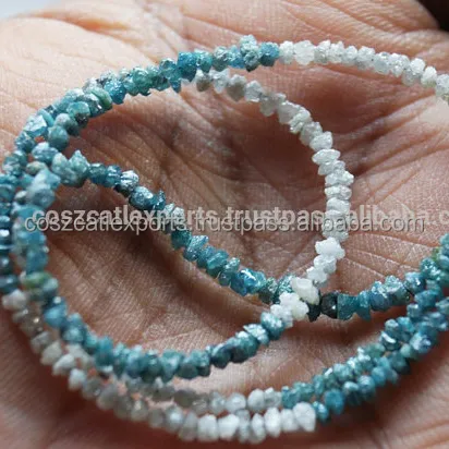 Naturale Blu e bianco Diamanti Perle Grezzo Uncut Ruvida Collana di Diamanti Strand Trasporto libero il conflitto libero del diamante 925 catenaccio