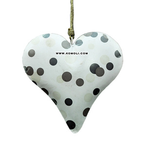 Lámina de hierro hecha a mano para decoración del hogar y jardín, pantalla de seda impresa, corazón de metal hinchado - Product Image 1