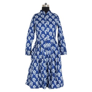 ชุดเดรสผ้าฝ้ายพิมพ์ลายสำหรับผู้หญิงชุดเดรสทูนิก DHB015ทำจากผ้าฝ้าย - Product Image 1