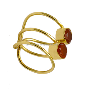 Anillo chapado en oro de Plata de Ley 925 hecho a mano con piedras preciosas de cornalina Anillo de moda con ajuste de bisel romántico para fiesta de boda. - Product Image 4