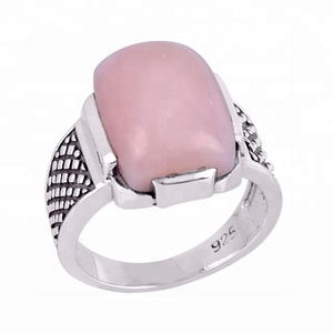 Amazing Look Pink Opal Gemstone Ring Indian Sterling Silver Jewelry Eternity Vermeil Rings Mayorista y fabricante - Product Image 1