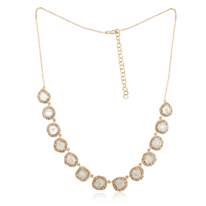 Pave Diamond Necklace Designer Slice Handmade 14k Yellow <b>Gold</b> Fashion <b>Chain</b> Necklace Handmade Jewelry <b>Top</b> Quality New Design - Product Image 3