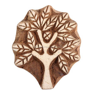 แฮนด์เมดใหม่สีน้ำตาลไม้พิมพ์บล็อกต้นไม้แกะสลักไม้บล็อก - Product Image 1