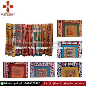 Colchas bordadas a mano de India al por mayor, fundas de cama de trabajo con espejo - Product Image 3