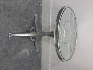 Modern Industrial <b>Glass</b> Metal Nesting <b>Side</b> <b>Table</b> Set with Decorative Gear Shelf Round Accent Furniture for Stylish Home Interior - Product Image 5