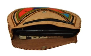 100% cuero genuino hecho a mano bordado Crossbody Sling bolsos de hombro para niñas bordado indio Color marrón bolsos con solapa de sillín - Product Image 3