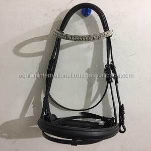Bride de cheval de luxe avec bandeau décoratif en cuir DD de qualité supérieure et équipement d'équitation confortable - Product Image 1