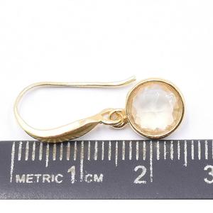 Citrino Facetado 25 a 26 MM 14K/18k Chapado en oro Bisel de plata esterlina Forma redonda Pendientes de alambre para oreja - Product Image 4