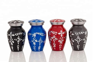 Urna de cenizas de Metal pequeña de calidad superior tallada a mano 4 en 1 Juego de recuerdos Diferentes colores MOQ bajo para el entierro de mascotas y bebés - Product Image 2