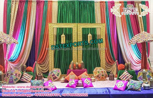 ม่านจัดงานแต่งงานปักลายสไตล์เมห์ราอาบฉากหลัง,สำหรับงานแต่งงานตัดเย็บเต็มเวที - Product Image 6