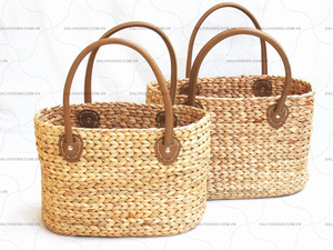 กระเป๋าธรรมชาติสำหรับใส่น้ำป๊อปปี้ผักตบชวาตะกร้าหวายทำด้วยมือกระเป๋าใส่น้ำผักตบชวา - Product Image 6