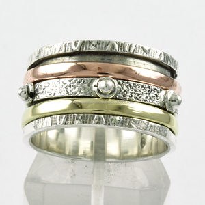 Duyên dáng 925 sterling Silver spinner vòng ba giai điệu vô hình thiết lập cho đám cưới engagement Quà Tặng trực tiếp Bán Buôn Đồ trang sức - Product Image 1