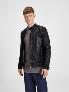 Chaqueta de piel de motorista de piel de oveja de estilo limpio para hombre personalizada High Street Design - Product Image 3