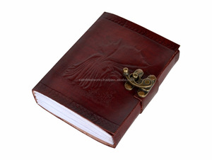 Fatto a mano <span class=keywords><strong>di</strong></span> alta qualità marrone vera pelle fata donne goffrato diario taccuino e Sketchbook o diario con pagine bianche vuote