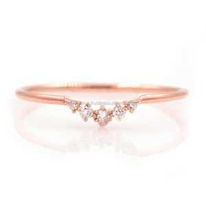 Vente en gros de bijoux personnalisés Bagues de fiançailles éternité en or pavé de diamants de 14 carats produites en 10K/18K - Product Image 2