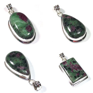 Colgante Ovalado de Plata 925 con Rubí Zoisita Natural, Estilo Bohemio, Unisex, para Uso Diario, con Dije Solitario - Product Image 4