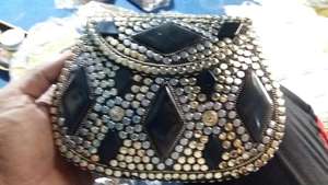 Vintage Decorative Brass and Copper Clutch <b>Bag</b> Stone Patterned Evening Purse with Veet Interior <b>for</b> <b>Weddings</b> - Product Image 4