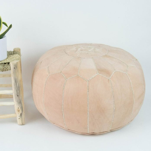 High Quality Footstool <b>Ottoman</b> Moroccan Pouf Leather Pouf , Gift for Him . Best Quality of Leather - Product Image 1