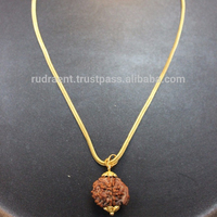 Collier pendentif perle de Rudraksha naturelle plaqué or, chaîne serpent en argent sterling 925, unisexe, ethnique, religieux, hindou, cadeau de fête