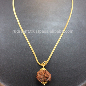 Collier pendentif unisexe Ganesha Rudraksha avec chaîne plaquée serpent, pendentif en argent sterling 925 plaqué or, collier ethnique NP - Product Image 2