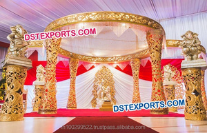South Indian Wedding Mandap Elegant Wedding Mandap Lotus Carving Pillar Mandaps manufacturere Missouri Mississippi Event Decor - Product Image 3