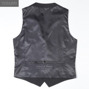 Gilet de mariage pour homme Steve James coupe ajustée - Tissu en laine respirant, imperméable, réversible, col en V, simple boutonnage, style décontracté chic - Product Image 3