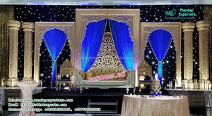 โดดเด่นได้รับการออกแบบตกแต่งเวทีงานแต่งงานอินเดียขั้นตอนการจัดงานแต่งงานตกแต่งที่น่าตื่นตาตื่นใจขั้นตอนการแต่งงานตกแต่ง - Product Image 2