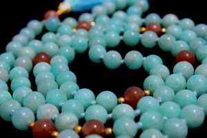 Amazonite artisanale de qualité supérieure 108 perles de prière chapelet collier Style religieux hindou cadeau parfait pour la pratique du Yoga fidèle - Product Image 4
