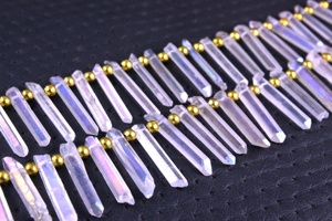 Natural Aura Quartz Gemstone Pencil Shape <b>Blue</b> Sparkling Star Effect Jewelry Making Collection Style Cut - Product Image 3