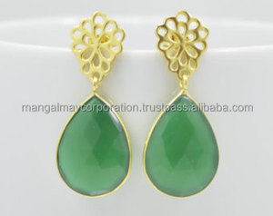 Boucle d'oreille à la mode créateur de bijoux ovale Covellite Covellite gemmes balancent boucle d'oreille haute qualité 925 argent lunette réglage boucle d'oreille - Product Image 2