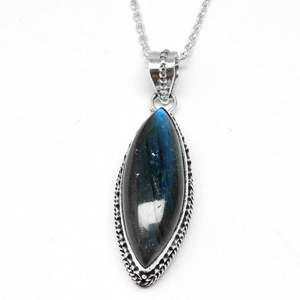 Pendentif en argent Sterling 925 bleu Labradorite en forme de Marquise élégante, bijoux en argent avec pierres précieuses, bijoux en argent 925 - Product Image 5