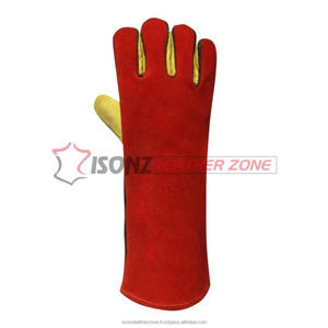 Gants de soudage TIG ISONZ Leather Zone de qualité supérieure, 35 cm, paume entière en cuir croûte, résistance à la chaleur, antidérapants, anti-coupure - Product Image 4