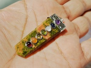<b>Crystal</b> Pendant Unakite Flat Pendant <b>Healing</b> Stone Gemstone Flat Pencil <b>Crystal</b> Gemstone Agate Necklace Wholesaler - Product Image 4