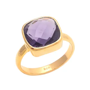 Amethyst Hydro Handmade Fashionable Attractive Gold Plated Gemstone Rings