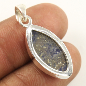 Colgante de piedras preciosas de forma ovalada de Plata de Ley 925 lapislázuli azul, joyería hecha a mano, colgante elegante, regalo para el Día de San Valentín - Product Image 2