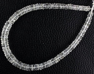 สร้อยคอ Rondelle ทำด้วยมือ,สร้อยคอทำมืออัญมณีควอตซ์ใสธรรมชาติยาว9นิ้วเหลี่ยมเพชรพลอยไมโคร - Product Image 3