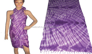 Venta al por mayor de ropa deportiva de una pieza de talla grande viscosa Tie-Dye Pareo Sarong Beach Wrap Cover Dress Custom Print Design - Product Image 5