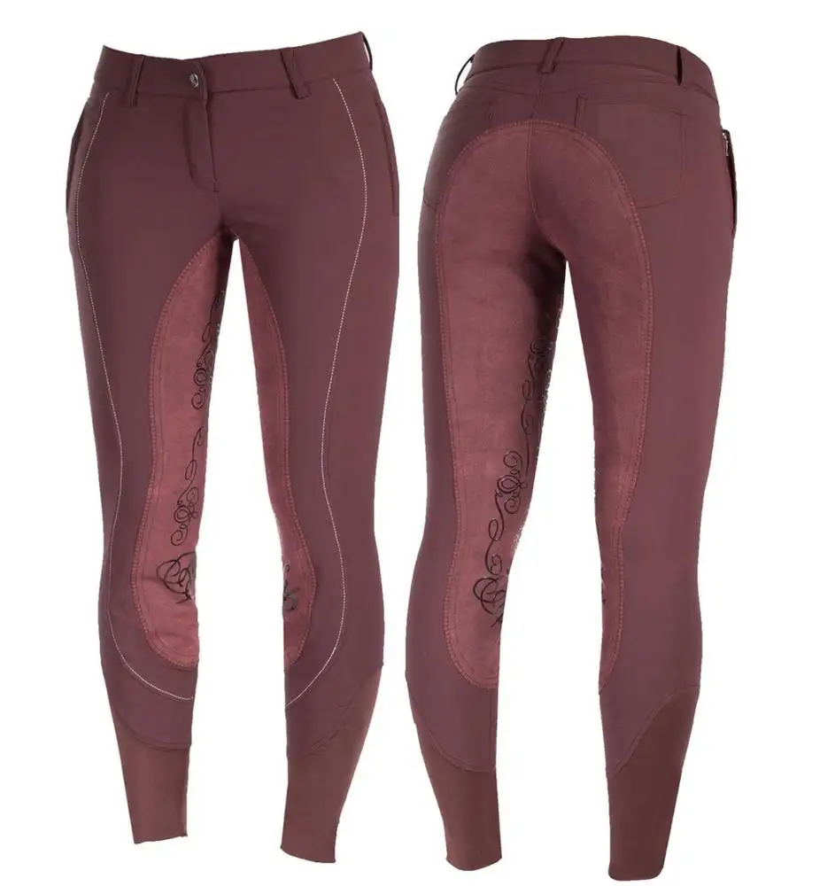 Shemax 2023 Top Quality Hot Selling Custom Wholesale Horse Riding High Quality Custom Women's Full Seat Breeches Dark Red