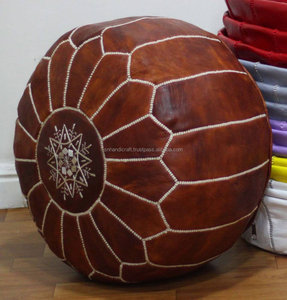 High Quality Moroccan <b>Pouf</b> Ottoman <b>Pouf</b> 100% Natural <b>Leather</b>, Handmade, Decorative Handcrafted Morocco, Stool, Moroccan <b>Pouf</b> - Product Image 1