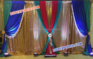 ม่านฉากหลังสำหรับงานแต่งงาน,ม่านจีบสำหรับฉากหลังงานแต่งงานงานปักด้วยมือ - Product Image 5