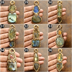 Pendentif en pierre de labradorite naturelle, 1 pièce, pierre précieuse en argile polymère naturelle, collier, vente en gros - Product Image 4