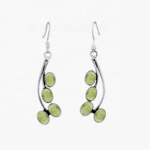 Beautiful Natural Green Prehnite Gemstone <b>Hoop</b> <b>Earring</b> Handmade 925 <b>Sterling</b> <b>Silver</b> Jewelry <b>Earrings</b> - Product Image 1
