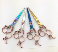 Juego de Tijeras de Peluquería Profesionales de Acero Inoxidable con Mango de Dragón, Tijeras de Entresacar con Tornillo Ajustable para Suministros de Salón de Belleza