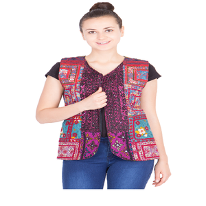 Veste sans manches pour femme, style ethnique vintage, brodée à la main, traditionnelle indienne Banjara, mettant en valeur un style intemporel - Product Image 1