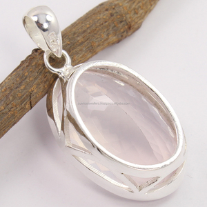 Pendentif en argent sterling 925 fait à la main en QUARTZ ROSE naturel grande pierre précieuse - Product Image 2
